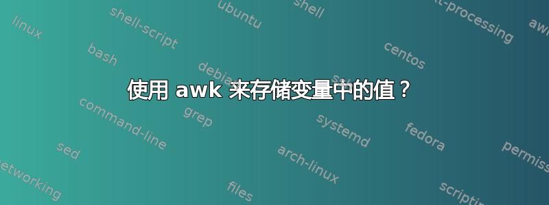 使用 awk 来存储变量中的值？