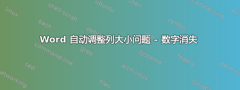 Word 自动调整列大小问题 – 数字消失