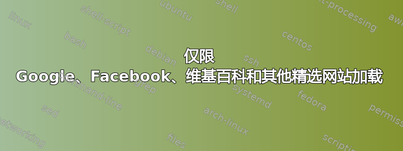 仅限 Google、Facebook、维基百科和其他精选网站加载