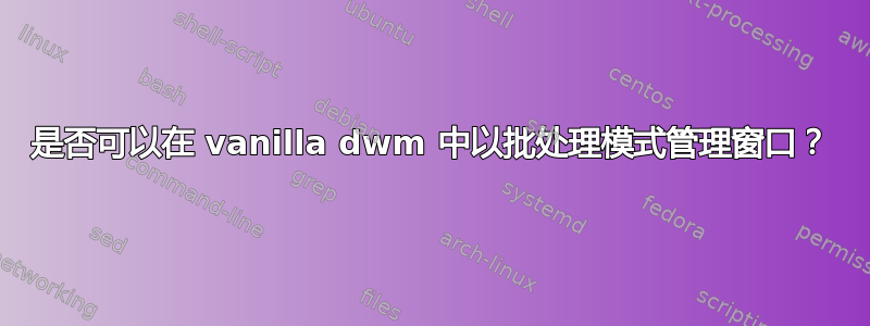 是否可以在 vanilla dwm 中以批处理模式管理窗口？