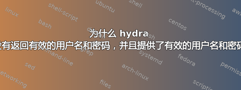 为什么 hydra 没有返回有效的用户名和密码，并且提供了有效的用户名和密码