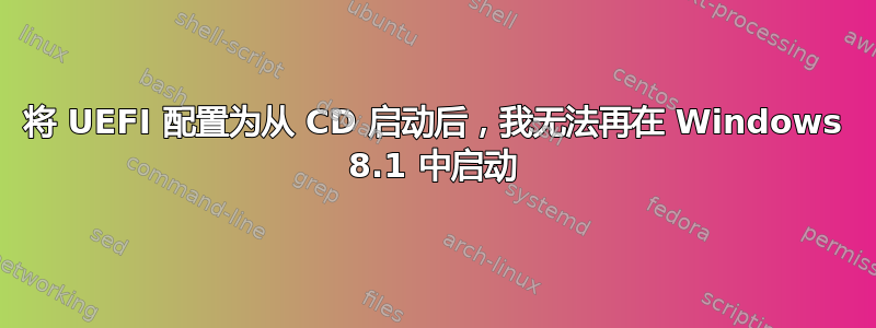 将 UEFI 配置为从 CD 启动后，我无法再在 Windows 8.1 中启动