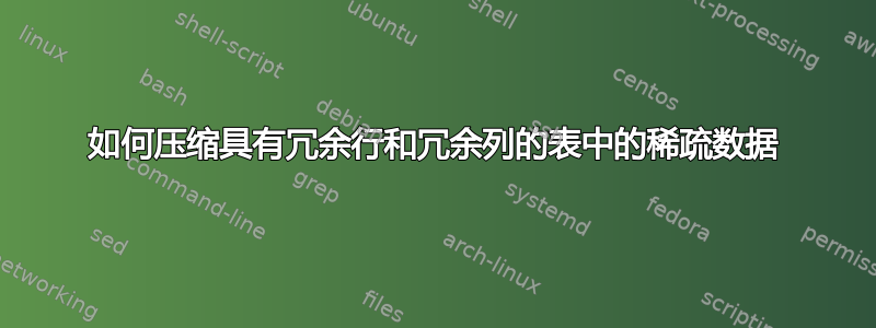 如何压缩具有冗余行和冗余列的表中的稀疏数据