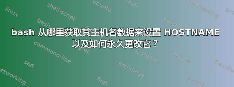 bash 从哪里获取其主机名数据来设置 HOSTNAME 以及如何永久更改它？