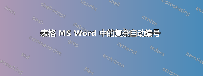 表格 MS Word 中的复杂自动编号