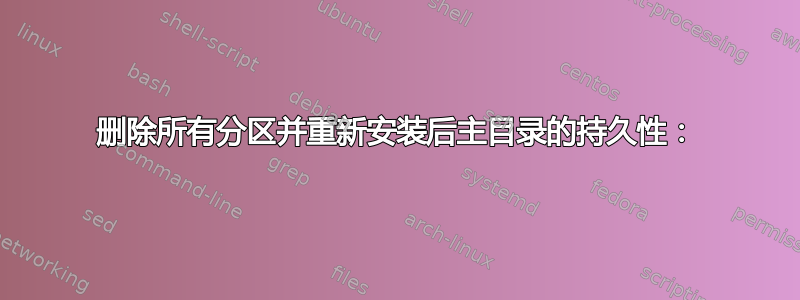 删除所有分区并重新安装后主目录的持久性：