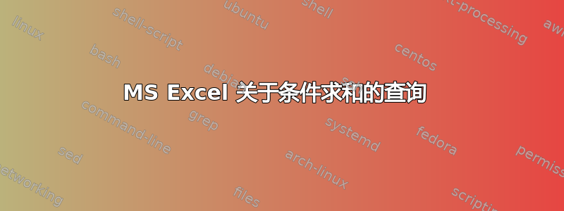 MS Excel 关于条件求和的查询 