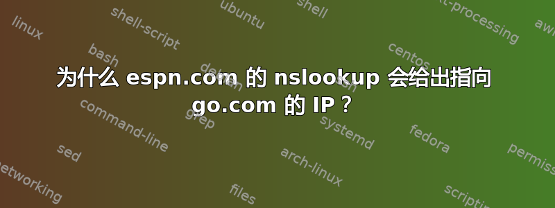 为什么 espn.com 的 nslookup 会给出指向 go.com 的 IP？