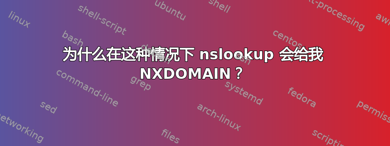 为什么在这种情况下 nslookup 会给我 NXDOMAIN？