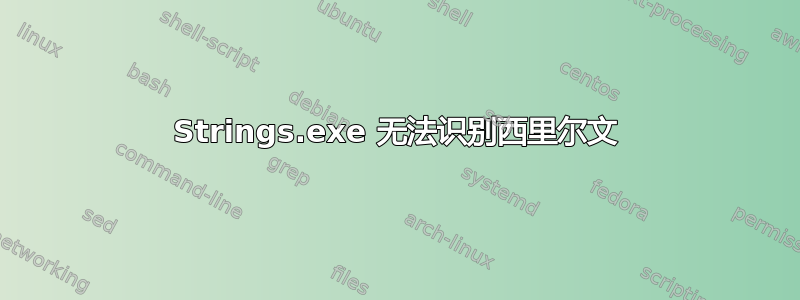 Strings.exe 无法识别西里尔文