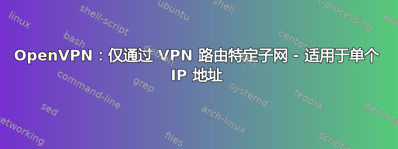 OpenVPN：仅通过 VPN 路由特定子网 - 适用于单个 IP 地址