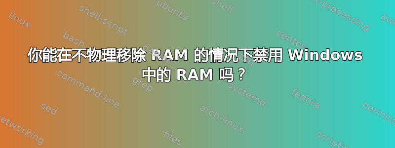 你能在不物理移除 RAM 的情况下禁用 Windows 中的 RAM 吗？