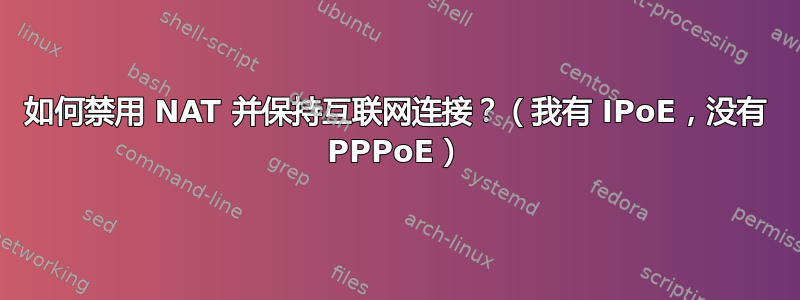 如何禁用 NAT 并保持互联网连接？（我有 IPoE，没有 PPPoE）