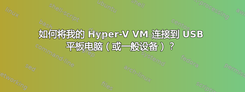 如何将我的 Hyper-V VM 连接到 USB 平板电脑（或一般设备）？