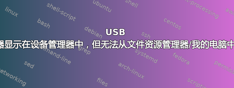 USB 驱动器显示在设备管理器中，但无法从文件资源管理器/我的电脑中访问