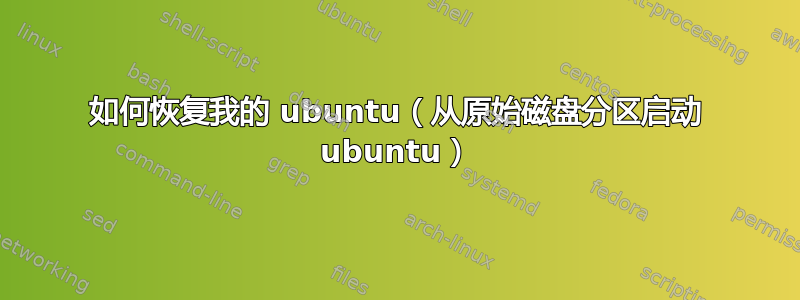 如何恢复我的 ubuntu（从原始磁盘分区启动 ubuntu）