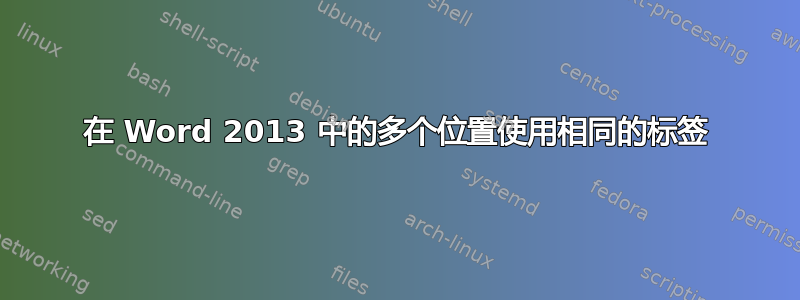 在 Word 2013 中的多个位置使用相同的标签