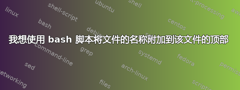 我想使用 bash 脚本将文件的名称附加到该文件的顶部