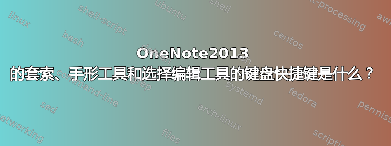 OneNote2013 的套索、手形工具和选择编辑工具的键盘快捷键是什么？