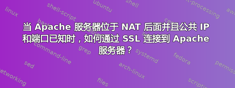 当 Apache 服务器位于 NAT 后面并且公共 IP 和端口已知时，如何通过 SSL 连接到 Apache 服务器？