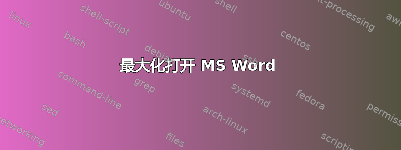 最大化打开 MS Word