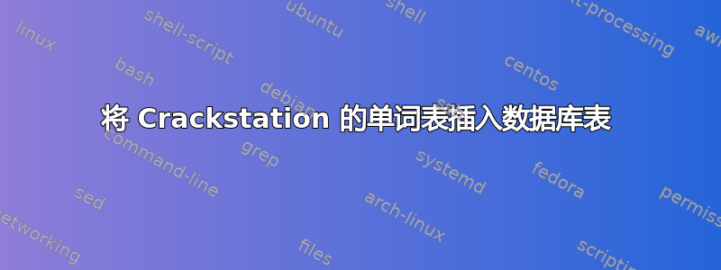 将 Crackstation 的单词表插入数据库表