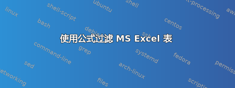 使用公式过滤 MS Excel 表