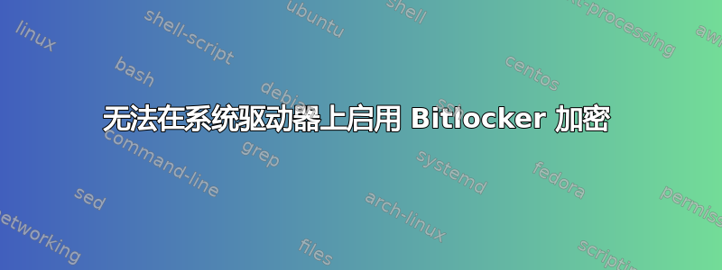 无法在系统驱动器上启用 Bitlocker 加密