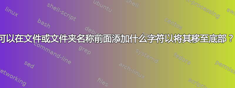 可以在文件或文件夹名称前面添加什么字符以将其移至底部？