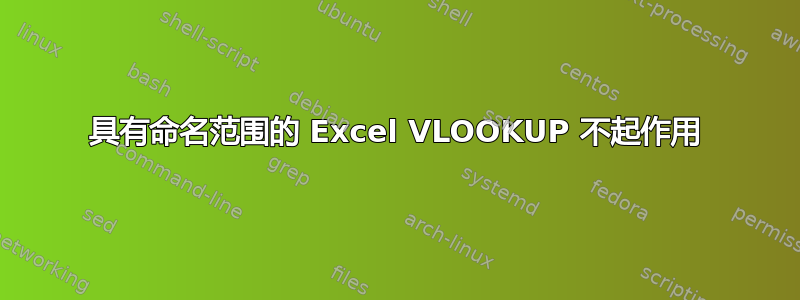 具有命名范围的 Excel VLOOKUP 不起作用