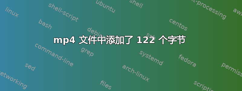 mp4 文件中添加了 122 个字节