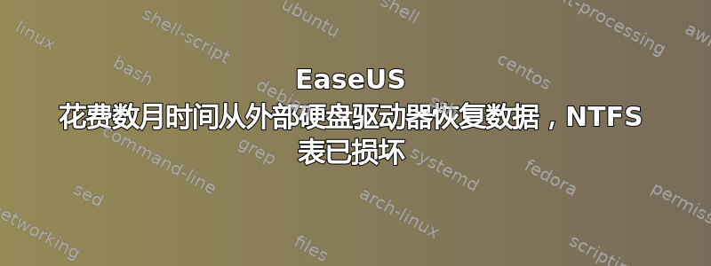 EaseUS 花费数月时间从外部硬盘驱动器恢复数据，NTFS 表已损坏