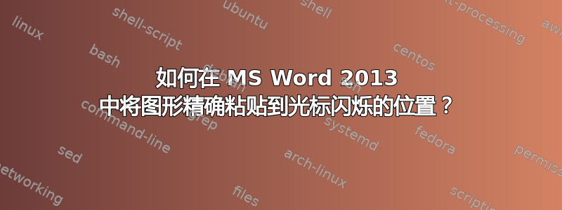 如何在 MS Word 2013 中将图形精确粘贴到光标闪烁的位置？