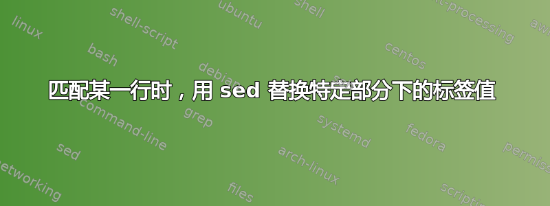 匹配某一行时，用 sed 替换特定部分下的标签值