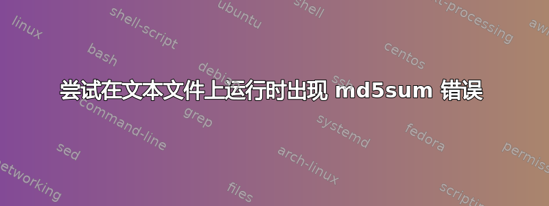 尝试在文本文件上运行时出现 md5sum 错误