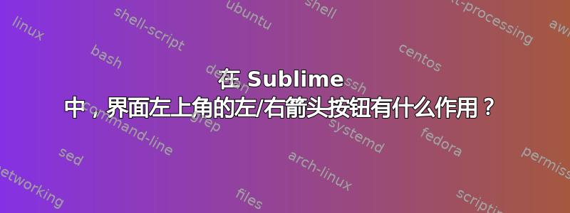 在 Sublime 中，界面左上角的左/右箭头按钮有什么作用？