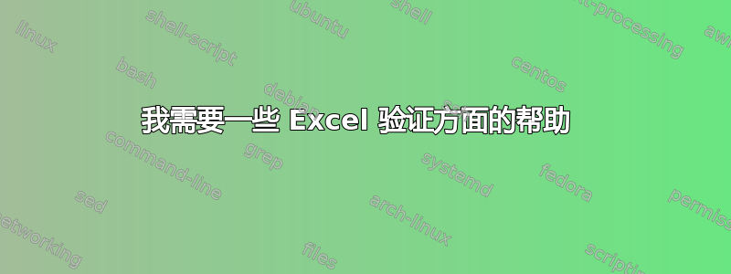 我需要一些 Excel 验证方面的帮助 