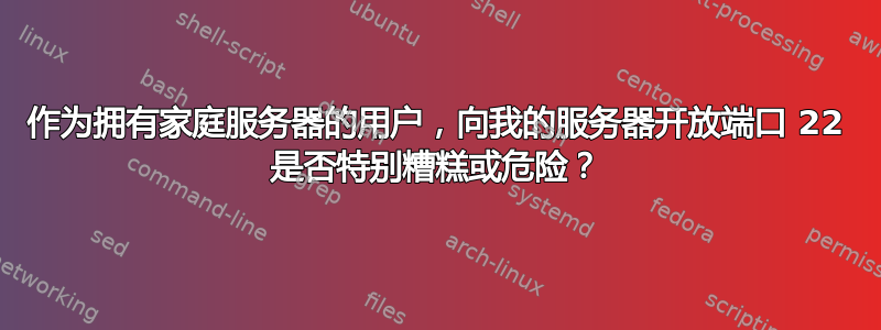 作为拥有家庭服务器的用户，向我的服务器开放端口 22 是否特别糟糕或危险？