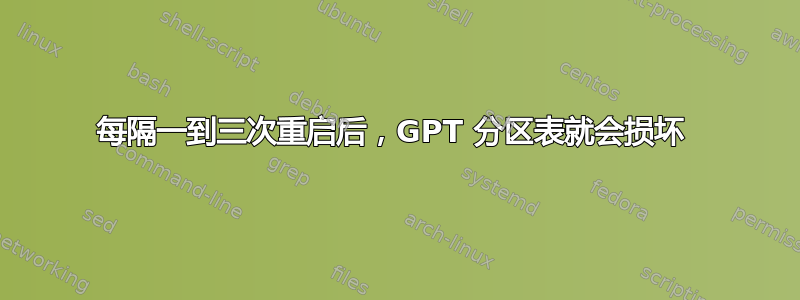 每隔一到三次重启后，GPT 分区表就会损坏 