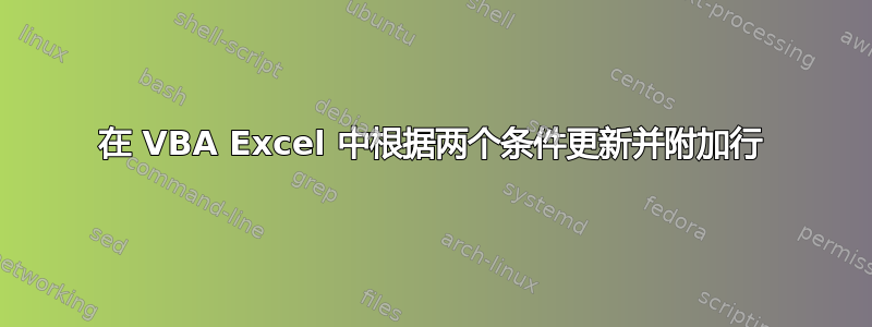 在 VBA Excel 中根据两个条件更新并附加行