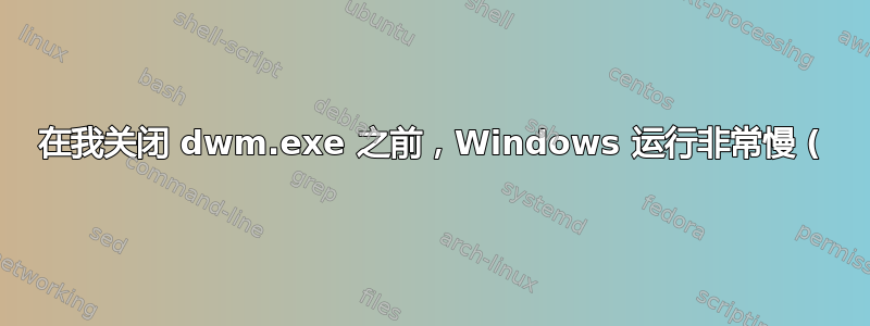 在我关闭 dwm.exe 之前，Windows 运行非常慢 (