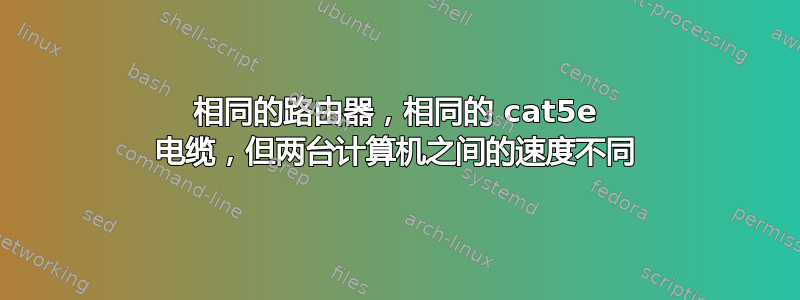 相同的路由器，相同的 cat5e 电缆，但两台计算机之间的速度不同