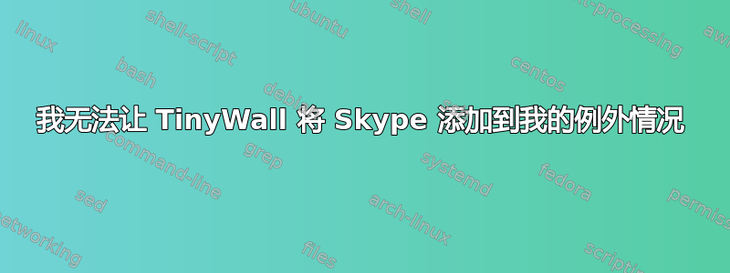 我无法让 TinyWall 将 Skype 添加到我的例外情况