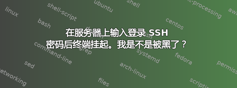 在服务器上输入登录 SSH 密码后终端挂起。我是不是被黑了？