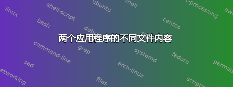 两个应用程序的不同文件内容