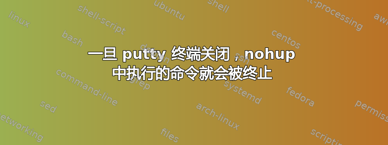 一旦 putty 终端关闭，nohup 中执行的命令就会被终止