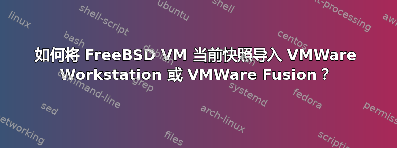 如何将 FreeBSD VM 当前快照导入 VMWare Workstation 或 VMWare Fusion？