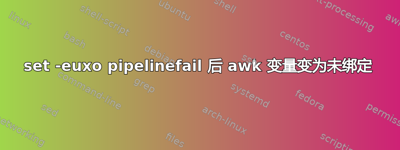 set -euxo pipelinefail 后 awk 变量变为未绑定