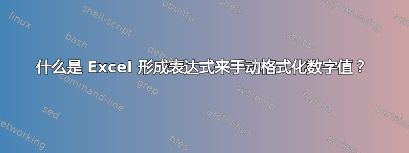 什么是 Excel 形成表达式来手动格式化数字值？