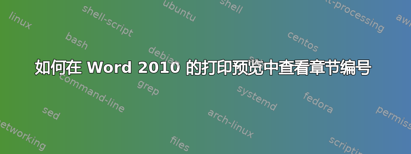 如何在 Word 2010 的打印预览中查看章节编号